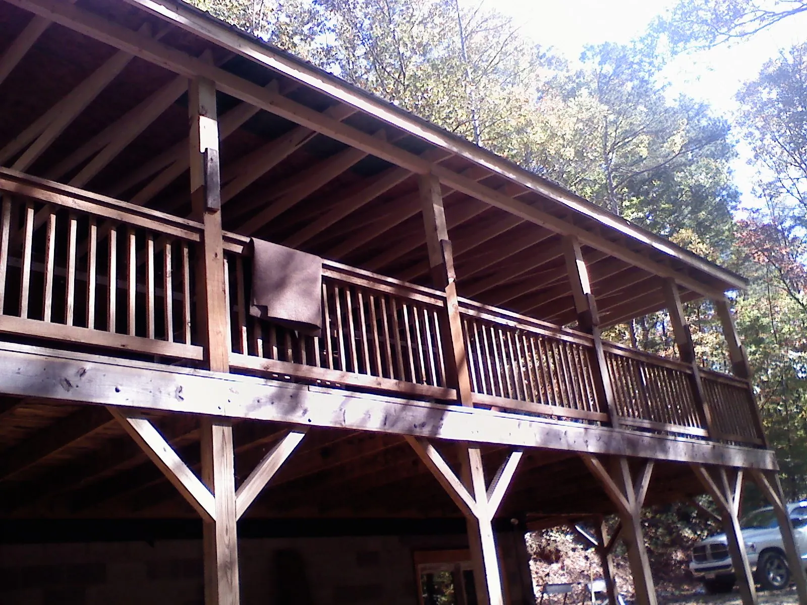 Timber framing under a new elevated porch and deck — Roof Leak Repair in West Bend by Roofing Brothers